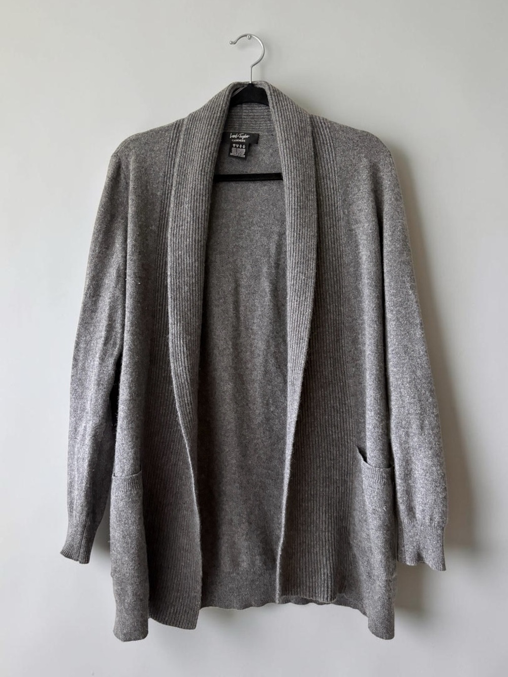 Lord and Taylor 100% Cashmere Sweater Size Small Gray Open Front Lightweight